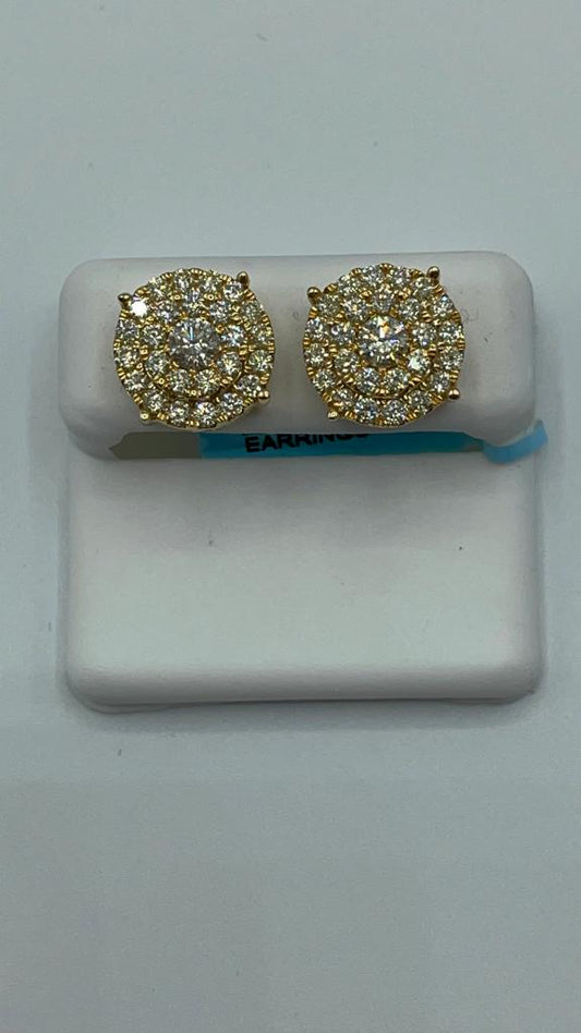 14k yellow gold 2.5 carat diamond 13mm