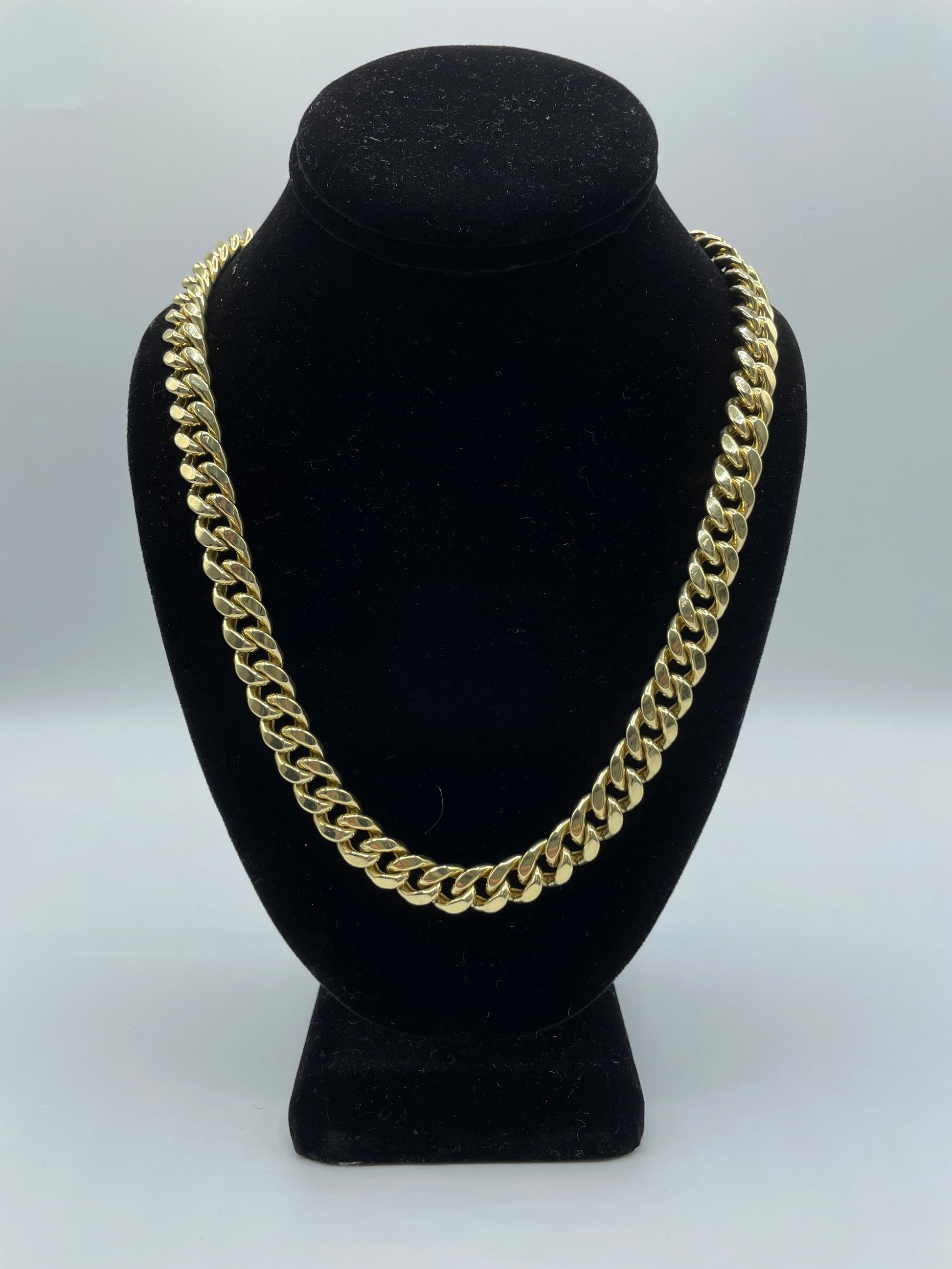  Yellow Gold Semi-Solid Miami Cuban Chain Necklace
